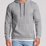 KZZ Men's Solid Color Textured Drawstring Hooded Sweatshirt