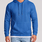 KZZ Men's Solid Color Textured Drawstring Hooded Sweatshirt