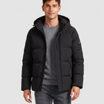 KZZ Men's Solid-Color Color-Block Zip-Up Hooded Winter Jacket