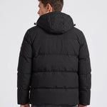 KZZ Men's Solid-Color Color-Block Zip-Up Hooded Winter Jacket