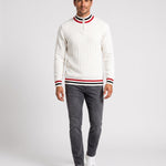 KZZ Men's Striped-Trim Half-Zip Sweater