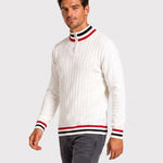 KZZ Men's Striped-Trim Half-Zip Sweater