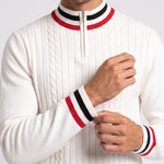 KZZ Men's Striped-Trim Half-Zip Sweater