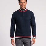KZZ Men's Striped-Trim Half-Zip Sweater