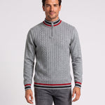 KZZ Men's Striped-Trim Half-Zip Sweater