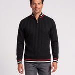 KZZ Men's Striped-Trim Half-Zip Sweater