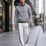 KZZ Men's Side-Stripe Sweatpants with Drawstring Waist