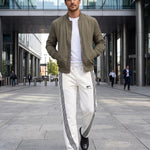 KZZ Men's Side-Stripe Sweatpants with Drawstring Waist