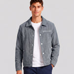 KZZ Men's Solid-Color Button-Front Jacket