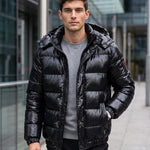 KZZ Men's Solid Thickened Men's Hooded Winter Jacket