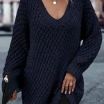 Solid Drop Shoulder Cotton Oversized Sweater