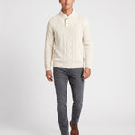 KZZ Men's Textured Cable-Knit Turtleneck Pullover