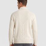 KZZ Men's Textured Cable-Knit Turtleneck Pullover