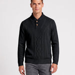 KZZ Men's Textured Cable-Knit Turtleneck Pullover
