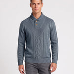 KZZ Men's Textured Cable-Knit Turtleneck Pullover