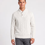 KZZ Men's Textured Cable-Knit Turtleneck Pullover