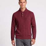 KZZ Men's Textured Cable-Knit Turtleneck Pullover