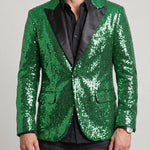 KZZ Men's Shimmering Color-Block Sequin Single-Breasted Blazer