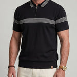 KZZ Men's Striped Print Polo Shirt