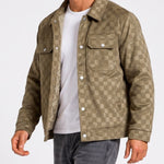 KZZ Men's fashionable plaid lapel suede jacket