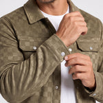 KZZ Men's fashionable plaid lapel suede jacket