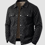 KZZ Men's fashionable plaid lapel suede jacket