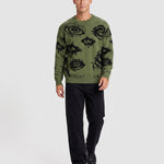 KZZ Men's Minimalist Print Long-Sleeve Knit Pullover
