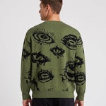 KZZ Men's Minimalist Print Long-Sleeve Knit Pullover