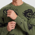 KZZ Men's Minimalist Print Long-Sleeve Knit Pullover