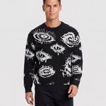 KZZ Men's Minimalist Print Long-Sleeve Knit Pullover