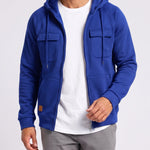 KZZ Men's Outdoor Casual Multi-Pocket Full-Zip Hooded Sweatshirt