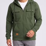 KZZ Men's Outdoor Casual Multi-Pocket Full-Zip Hooded Sweatshirt