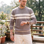 KZZ Men's Casual Crew-Neck Knit Pullover
