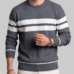 KZZ Men's Casual Crew-Neck Knit Pullover