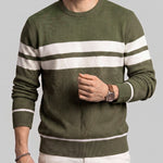 KZZ Men's Casual Crew-Neck Knit Pullover