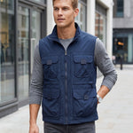 KZZ Men's Solid-Color Zipper-Pocket Vest