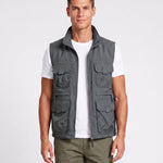 KZZ Men's Solid-Color Zipper-Pocket Vest
