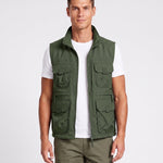 KZZ Men's Solid-Color Zipper-Pocket Vest