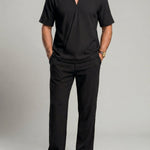KZZ Men's casual V-neck short-sleeve top and casual trousers