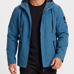 KZZ Men's slim-fit long-sleeved windproof zip-up hooded jacket