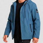 KZZ Men's slim-fit long-sleeved windproof zip-up hooded jacket