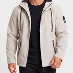 KZZ Men's slim-fit long-sleeved windproof zip-up hooded jacket