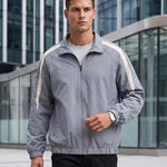 KZZ Men's Solid-Color Drawstring Zip-Up Hooded Jacket
