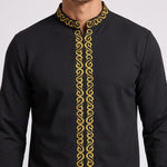 KZZ Men's ethnic style mini stand-up collar top and pants set