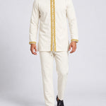 KZZ Men's ethnic style mini stand-up collar top and pants set