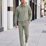 KZZ Polo-collar top and wide-leg trousers