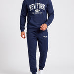 KZZ Men's New York Print Hoodie and Drawstring Sweatpants Set