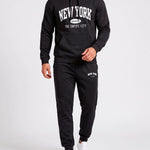 KZZ Men's New York Print Hoodie and Drawstring Sweatpants Set