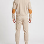 KZZ Men's Heavyweight Textured Patchwork Stand Collar Henry Sweatshirt Set