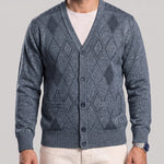 KZZ Men's Plaid V-Neck Long-Sleeve Knit Cardigan